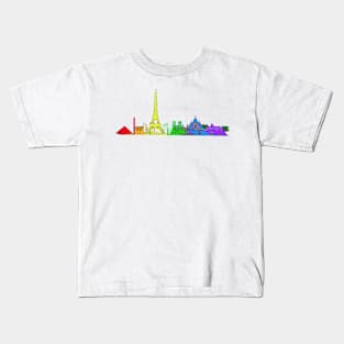 Paris Skyline rainbow Kids T-Shirt